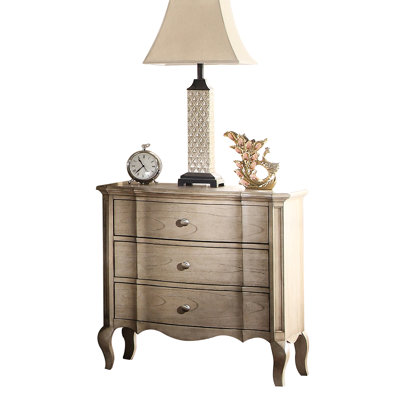 Table de chevet avec abat-jour taupe antique, trois tiroirs spacieux pour l'organisation du rangement de chevet, glissière latérale en métal pleine extension, performance de fabrication durable, bijoux de tiroir supérieur doublé de feutre