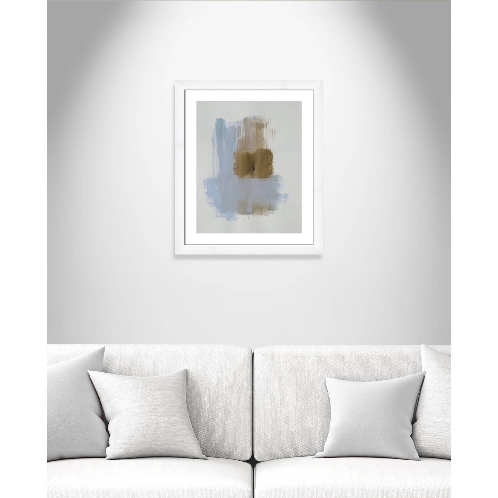 Esmeray "Powder Room Wash IV" Print, White Cube Frame Matted, 27" H x 23" W x 1.25" D  