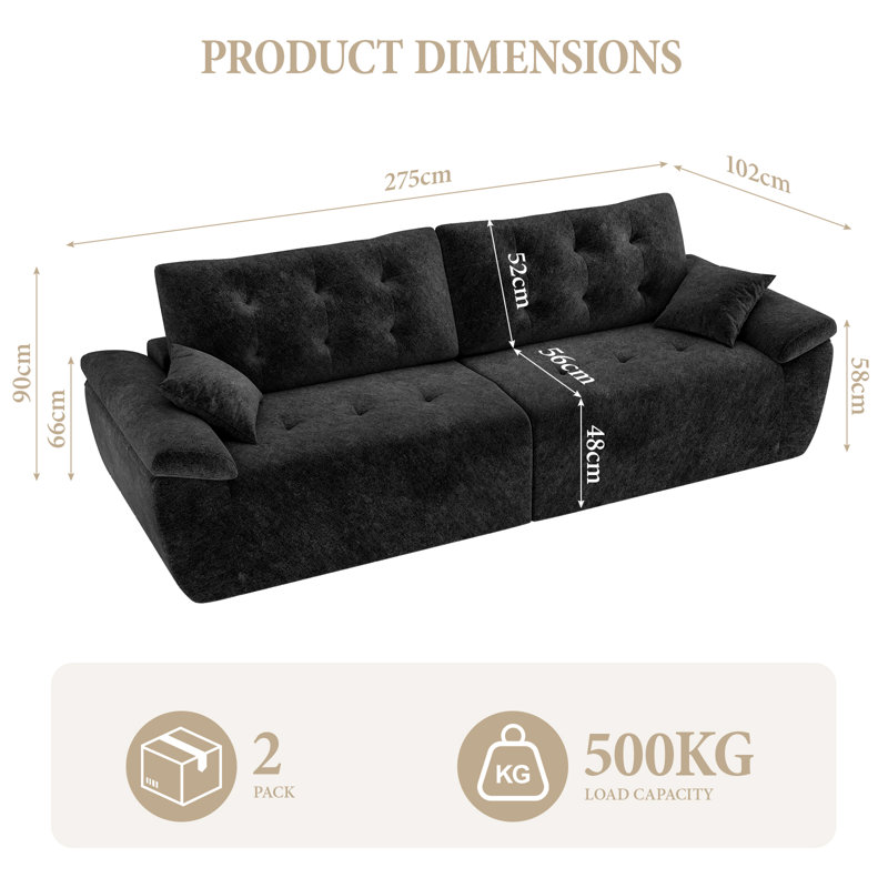 4 Seater Sectional, Black