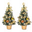 Ensemble de 2 mini sapins de Noël artificiels pré-illuminés de 45 cm avec décorations et étoile de Noël, petits sapins de table pour la décoration de Noël à la maison et aux fêtes.-1162915565-1162915566