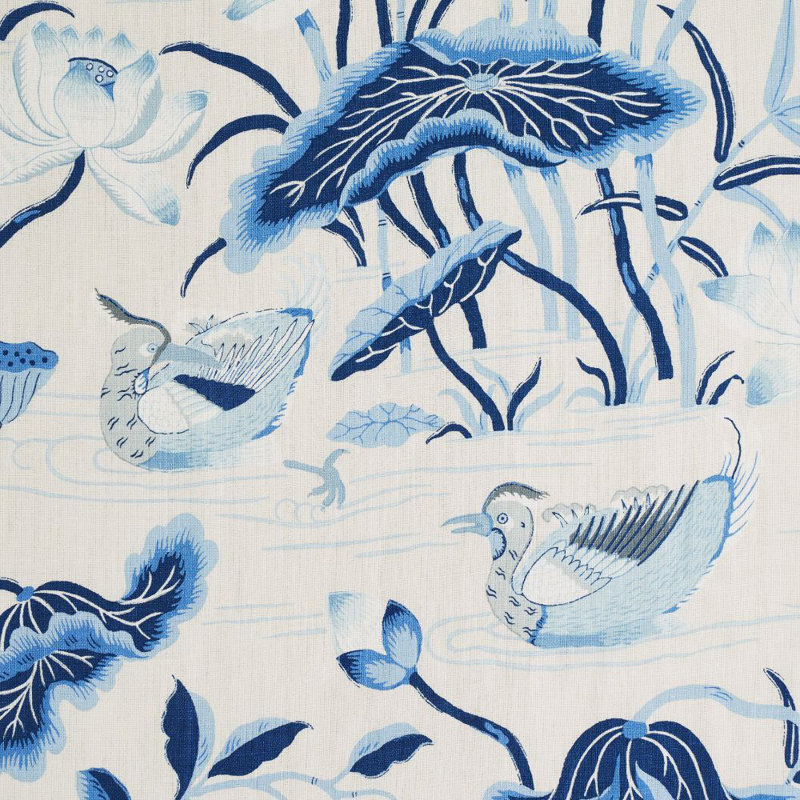 Lotus Garden Fabric, Porcelain