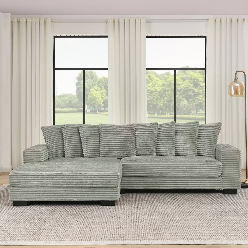Canapé-lit modulaire rembourré en velours côtelé Corduroy, Gris