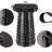 Folding Camping Stool, Square Collapsible Portable Stool with Elastic Seat Cushion& Adjustable Nylon Bag, Telescoping Foldable Stool, Black