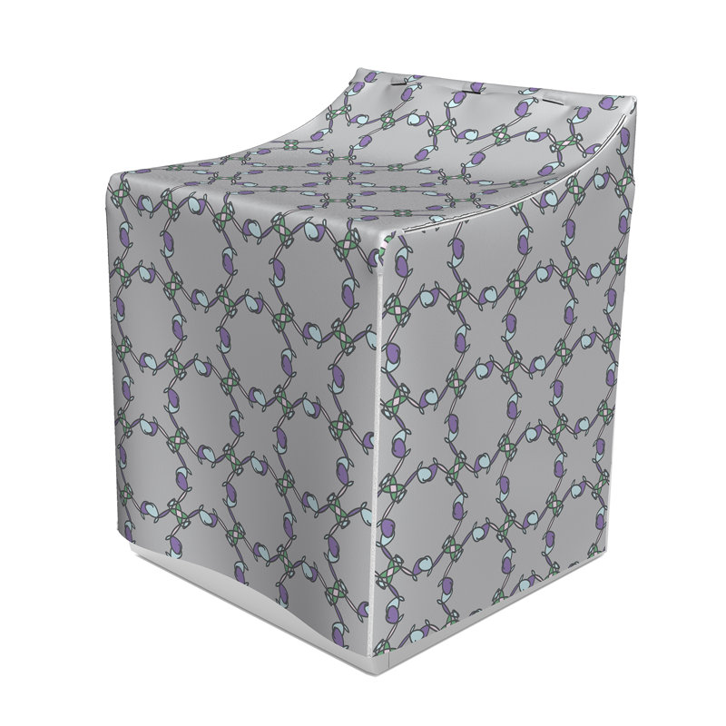 Housse pour machine à laver abstraite, gris, Floral 3