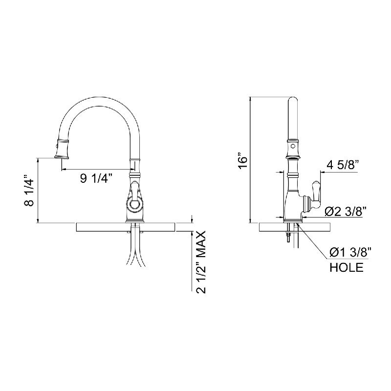 Georgian Era Pull-Down Kitchen Faucet, Unlacquered Brass