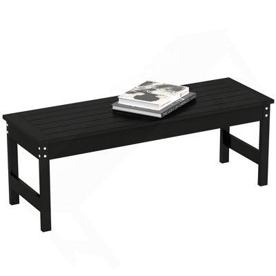 Outsunny 47" 2-Person Outdoor Bench, HDPE Garden Bench Seat, Backless Slatted Patio Bench, Rot and Fade Resistant for Yard, Porch, Park, Black