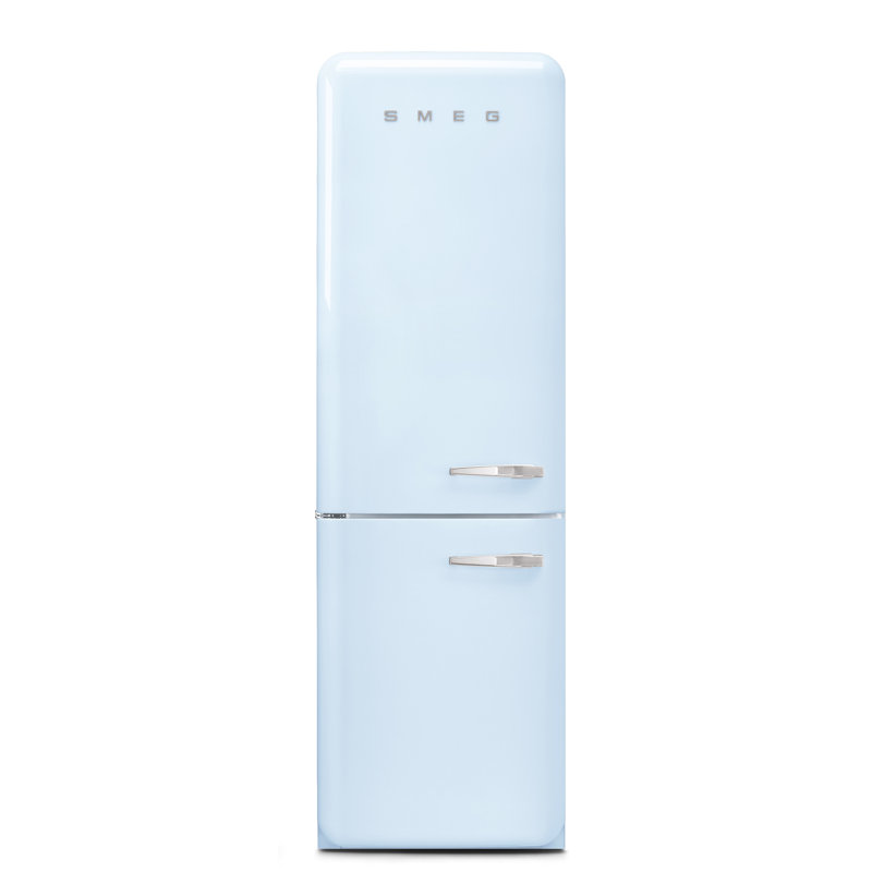 SMEG 50s Style 24" Bottom Freezer 12.8 cu. ft. Energy Star Refrigerator, Left, Pastel Blue