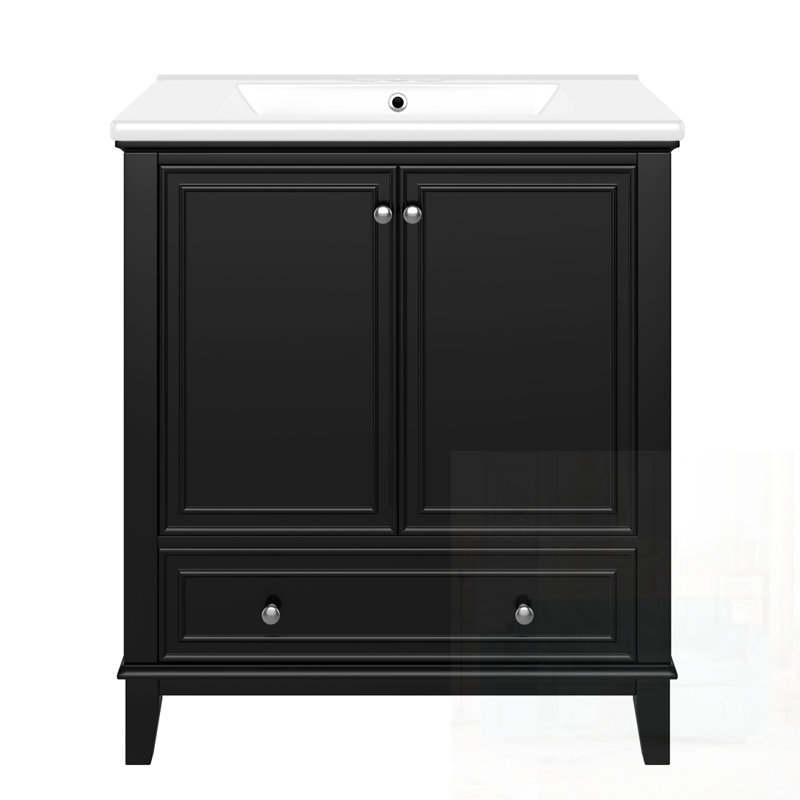 Naleah 30.01 Single Bathroom Vanity with Top, Black
