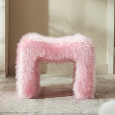 Catargiu Faux Fur Upholstered Ottoman by Ebern Designs