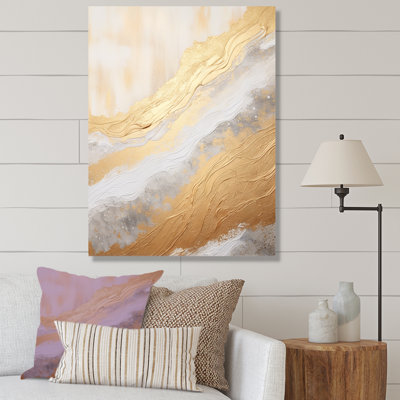 " Minimal Gold And Beige Abstract River V "