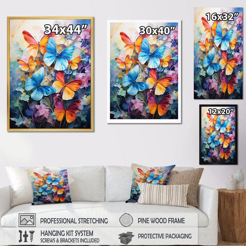 Wild Butterflies Expression Majesty, H 20 po x l 12 po x P 1 po, Toile tendue