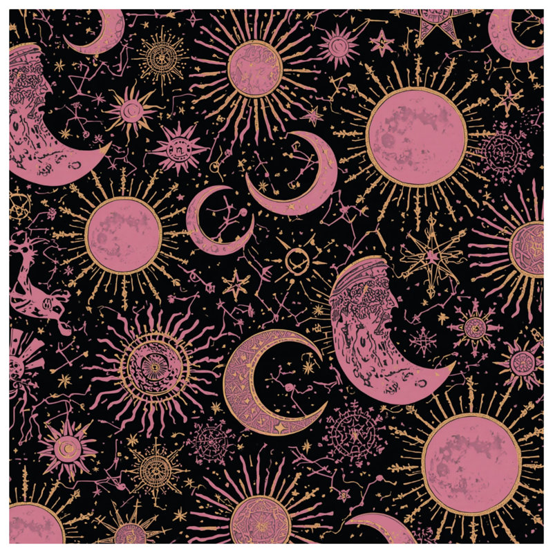 Tapisserie murale "Lunes célestes et étoiles" - Astrologie murale, 50in H x60in W with 4 Grommets