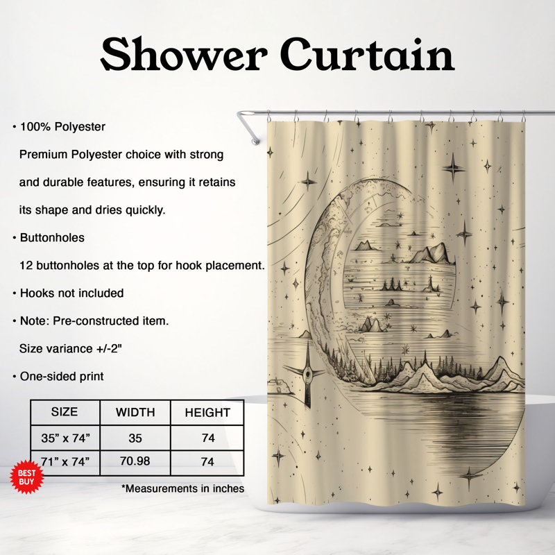 Noyack Abstract Shower Curtain, 74"H x 71"W