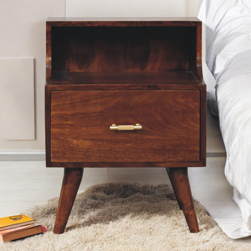 Quantico 45cm W Solid Wood Bedside Table