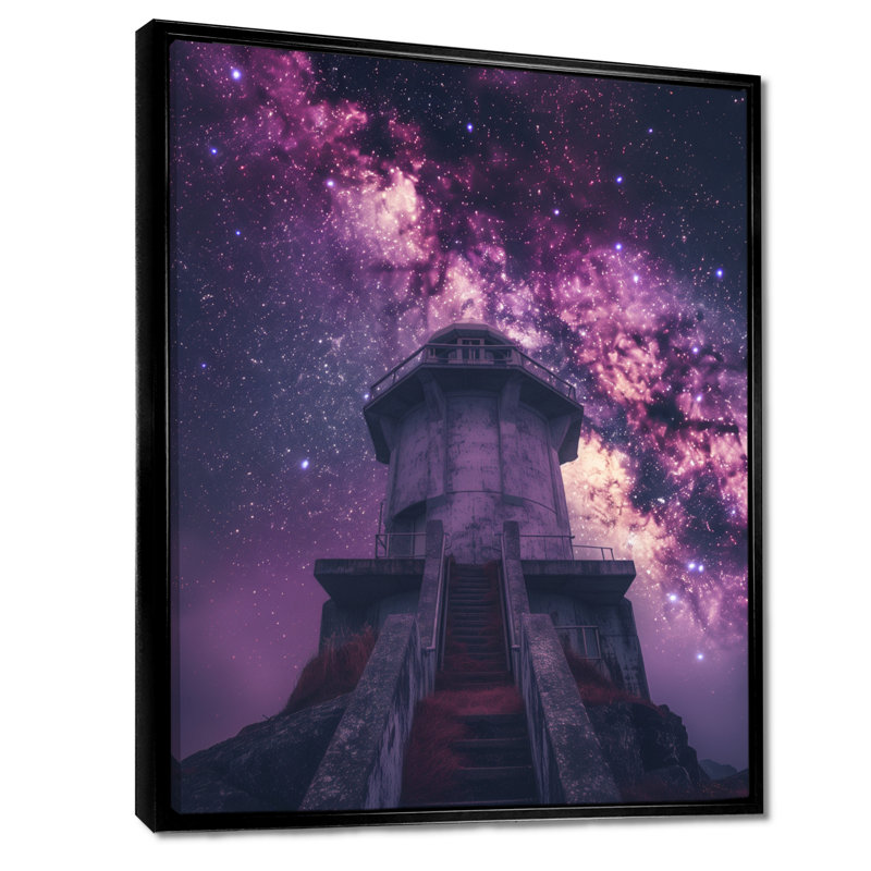 «Mauve Exploration de l'espace» Starlight I - Art mural, H 16 po x l 32 po x P 1 po, Toile avec cadre flottant noir