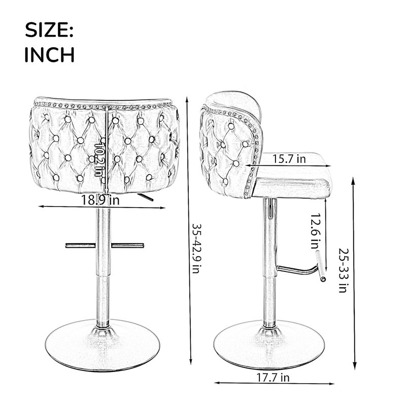 Tabouret de bar pivotant à hauteur réglable Zager , Siège beige / cadre doré