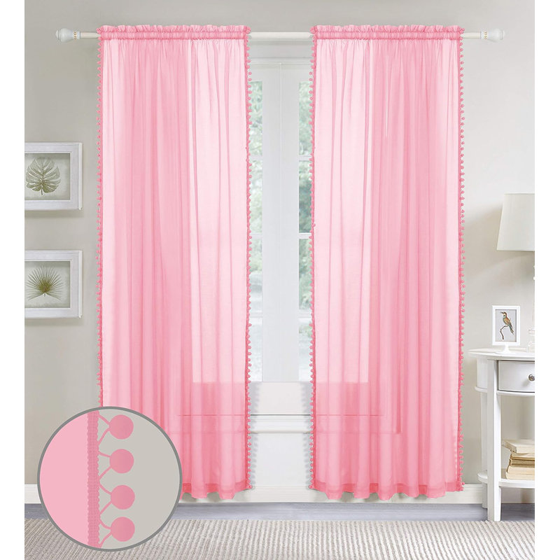 Aeian Semi Sheer Curtain Pair, 40" W x 84" L, Rose