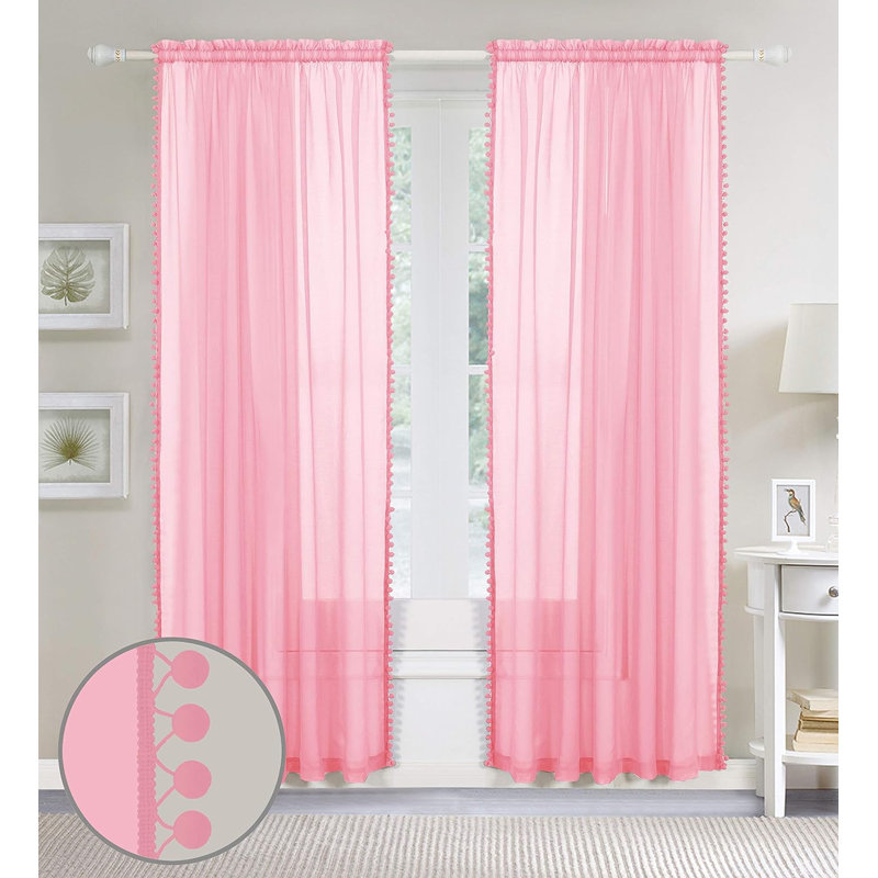 Aeian Semi Sheer Curtain Pair, 60" W x 84" L, Rose