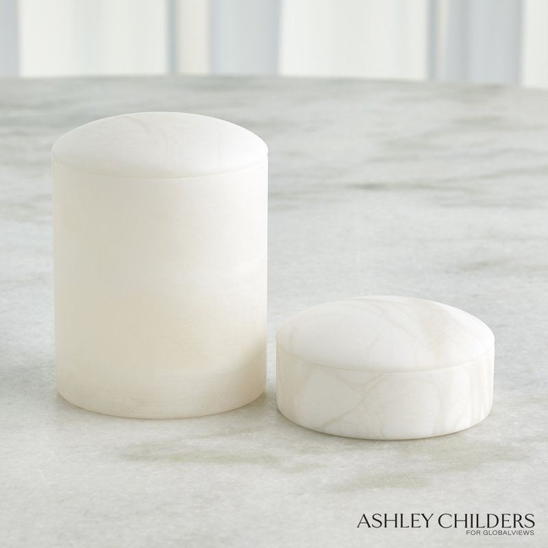 Gala Alabaster Canister-Short, White