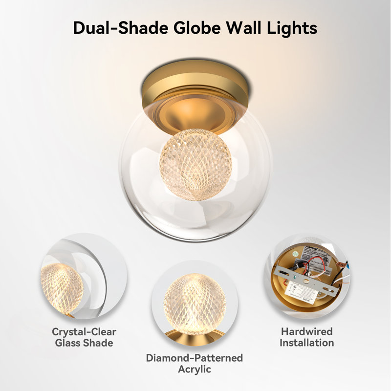 CORE 6.7" LED Glass Globe Modern Wall Light