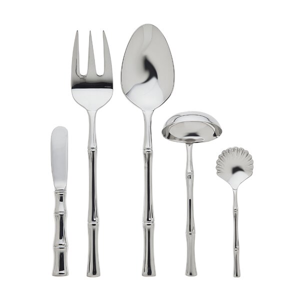 Bamboo 5 Piece Stainless Steel Hostess Set