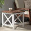 Table d'appoint Farmhouse, plateau en bois rustique, table de chevet d'appoint en X, brun