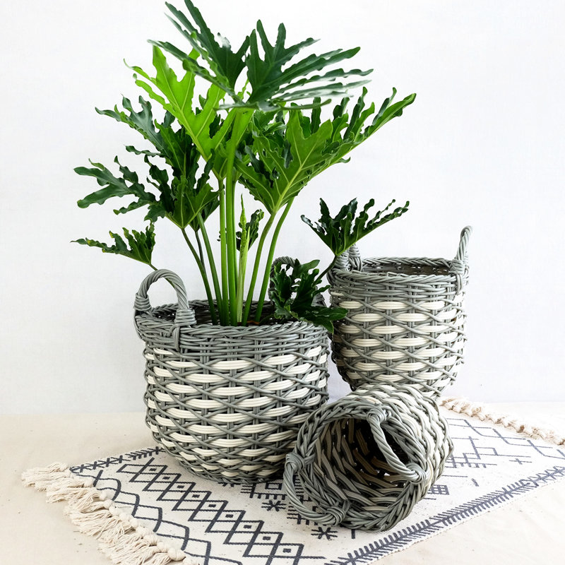 3 rangements faits à la main, gris et beige, multifonctionnels et d'organisation, avec de charmantes poignées pratiques empilables, 3 pour et facile à saisir