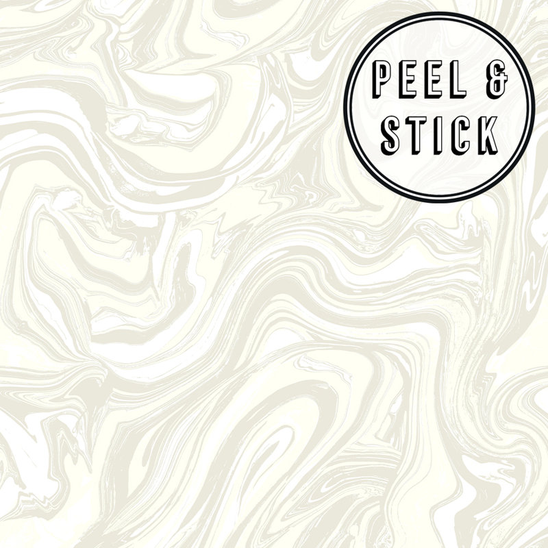 216' x 20.5" Smooth  Peel And Stick Wallpaper Roll, Light Gray/White