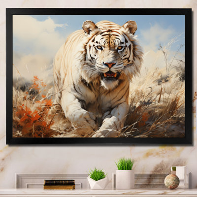 " White Tiger On Rolling Grassland I "