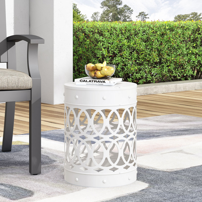 Table de bout d'extérieur en métal - Grand, Blanc