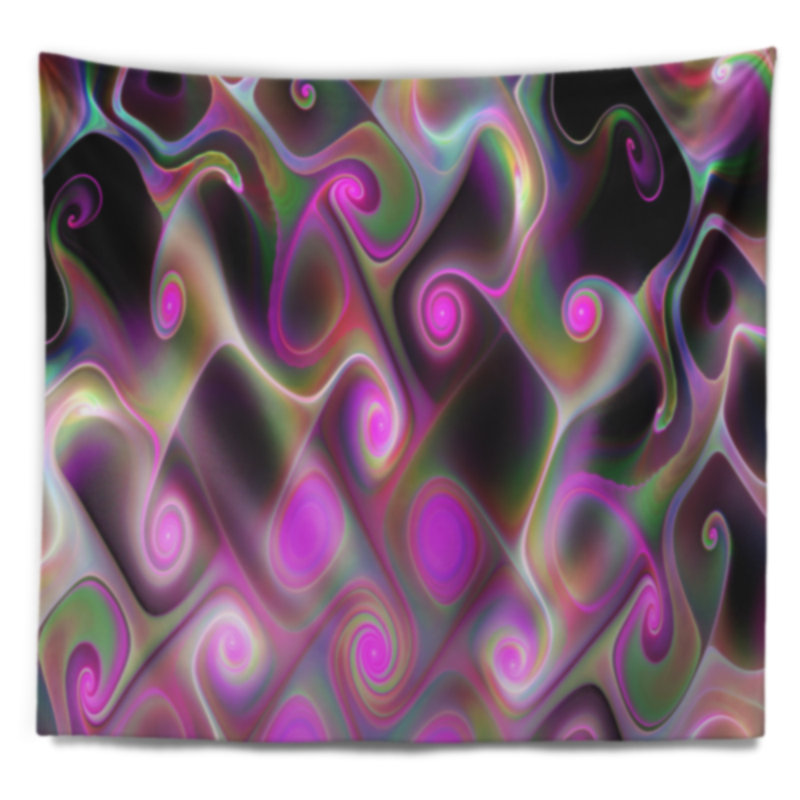 Motif fractal rose abstrait avec tourbillons tapisserie, H 32 po x l 39 po