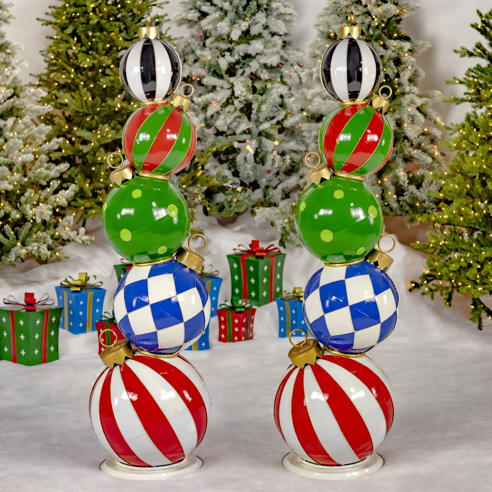 6.1ft. Tall Staggered Iron Christmas Ornament Display Tower