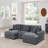 Large Seating Corduroy Upholstered Double Chaise Sectional