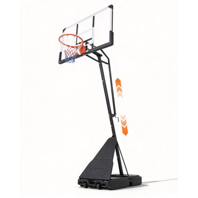 Panier de basketball réglable avec panneau de 44 po pour PC et rebord en acier de 18 po