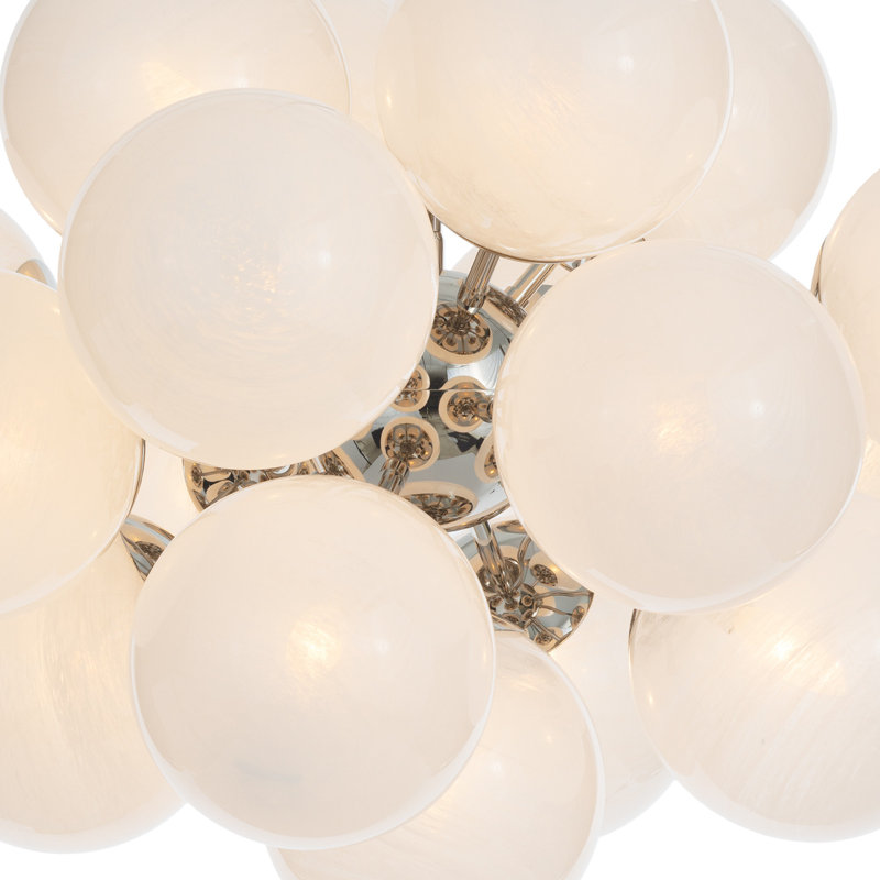 Shine Chandelier (Natural Brass with Smoke Glass), Polished Nickel, Swirl Glass