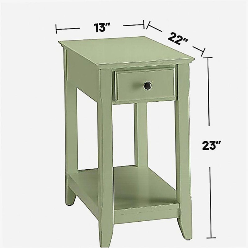 Plateau rectangulaire en bois avec un tiroir, vert clair
