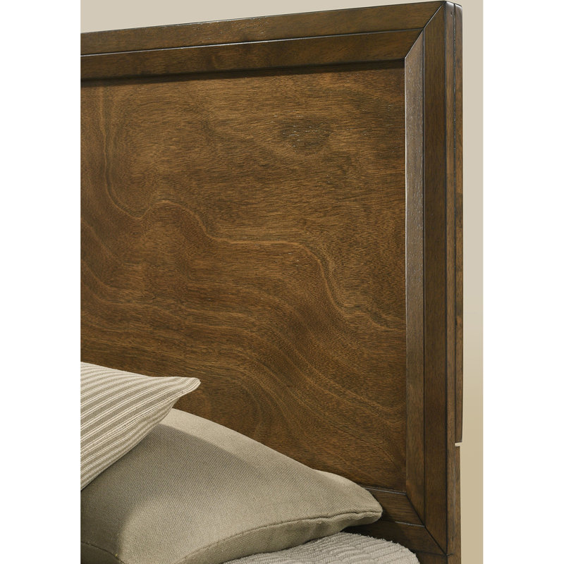 Lit à panneau grand en noyer de 1 pièce, cadre de lit en bois d'hévéa massif avec tête de lit haute, placage, élément de décoration de chambre à coucher transitionnelle