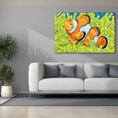 'Clownfish With Background' by Tim Jeffs Canvas Wall Art