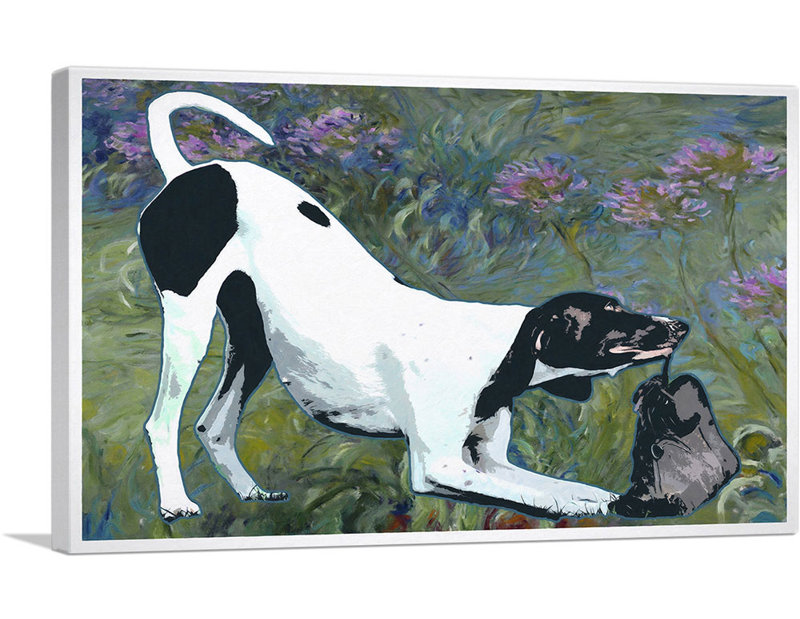 «Pointer Dog Breed Flowers», reproduction d'art sur toile tendue, H 26 po x l 40 po x 1,5 po