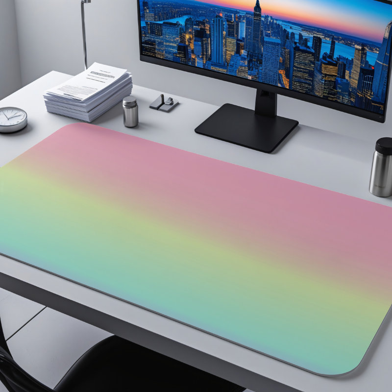 Pink Green Blue Gradient Desk Mat, 23.6x13.8