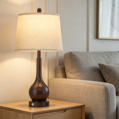 Touch Control Table Lamp With USB Charging Ports, 3-Way Dimmable Bedside Lamp For Bedroom And Living Room, Farmhouse Style With Included LED Bulb