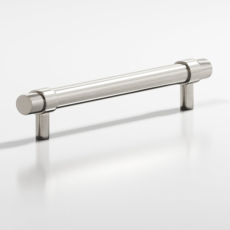 Round Collared Appliance Pull With Straight Posts, Satin Nickel, 18"