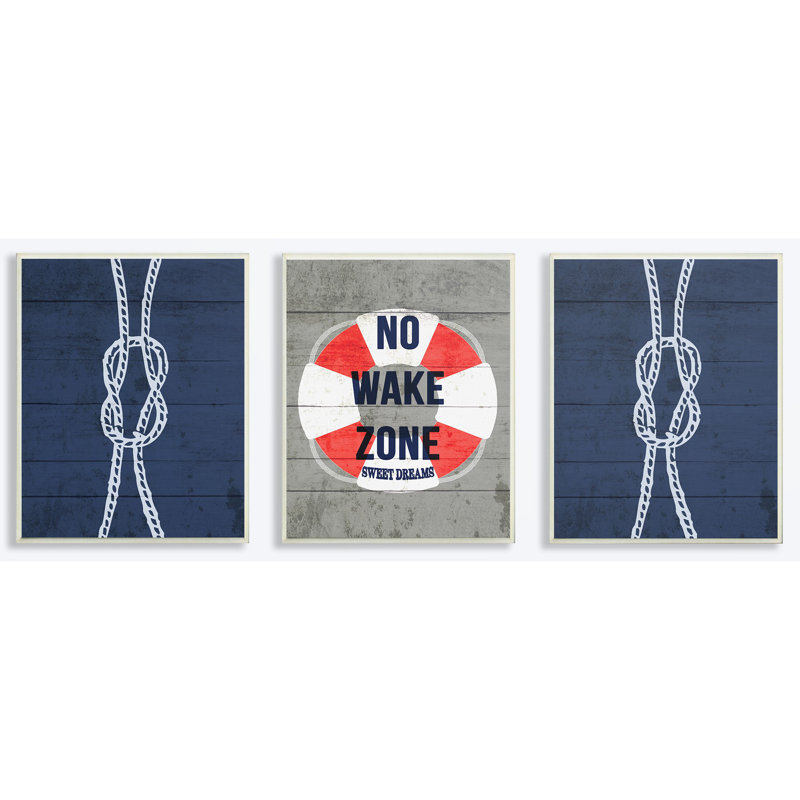«No Wake Zone Rope and Liferaft» par Daphne Polselli, reproduction d'art textuel, H 10 po x l 15 po x P 0,5 po, Plaque murale