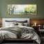 «Rustic Countryside Spring Awakening Gentle River Landscape Pastoral Scene Blossoming Trees Retro Large Wall Decor», reproduction encadrée-96074535-111664957