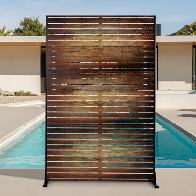 Metal Privacy Screen- Outdoor Privacy Screens Freestanding with Block the Neighbors Decor Fence, for Trash Cans AC Units Patio Divider, Balcony, Yard Deck (72” H x 47” W Includes 3 Panels)