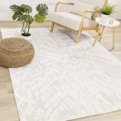Leyda Cream Tonal/Solid Polyester Living Room Carpet