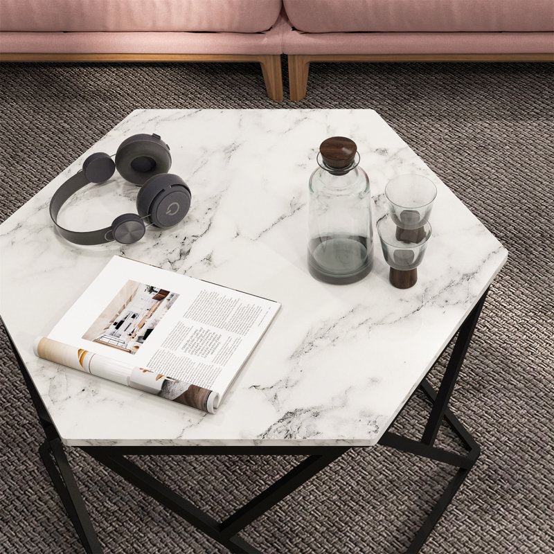 Hexagonal Coffee Table With High Gloss Effect Table Top