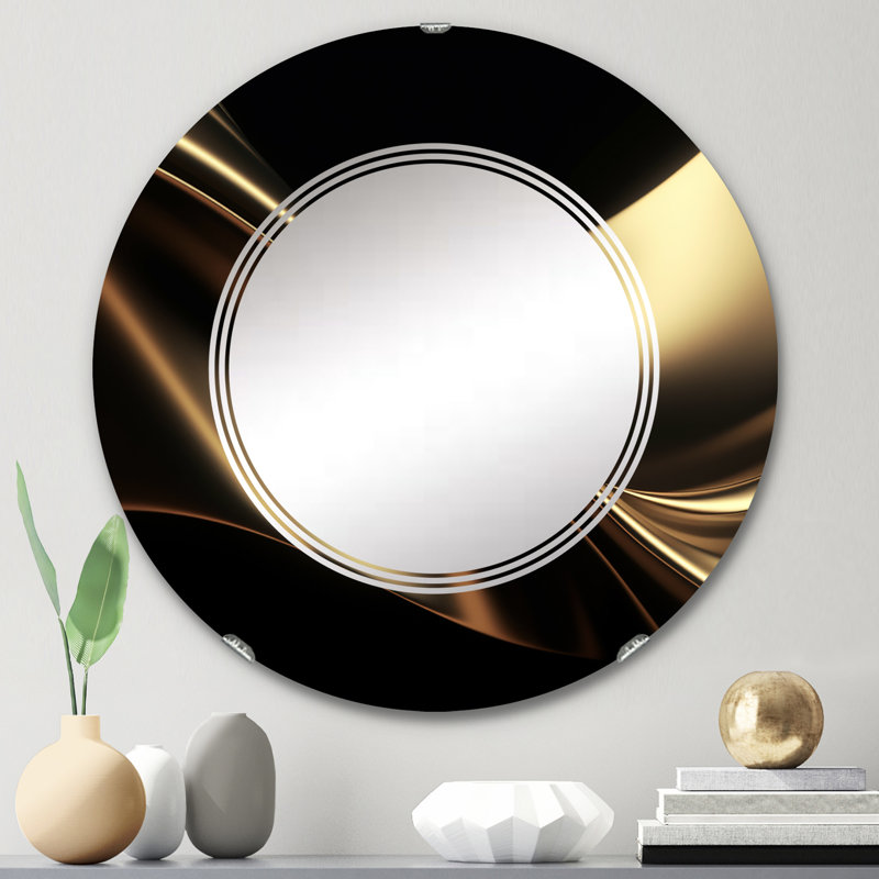 Miroir mural doré noir surélevé, Fractals Modern - doré et noir surréel IV, 24 po x 24 po