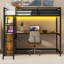Lit mezzanine moderne multifonctionnel en métal et en bois avec bureau pour une vie élégante et efficace