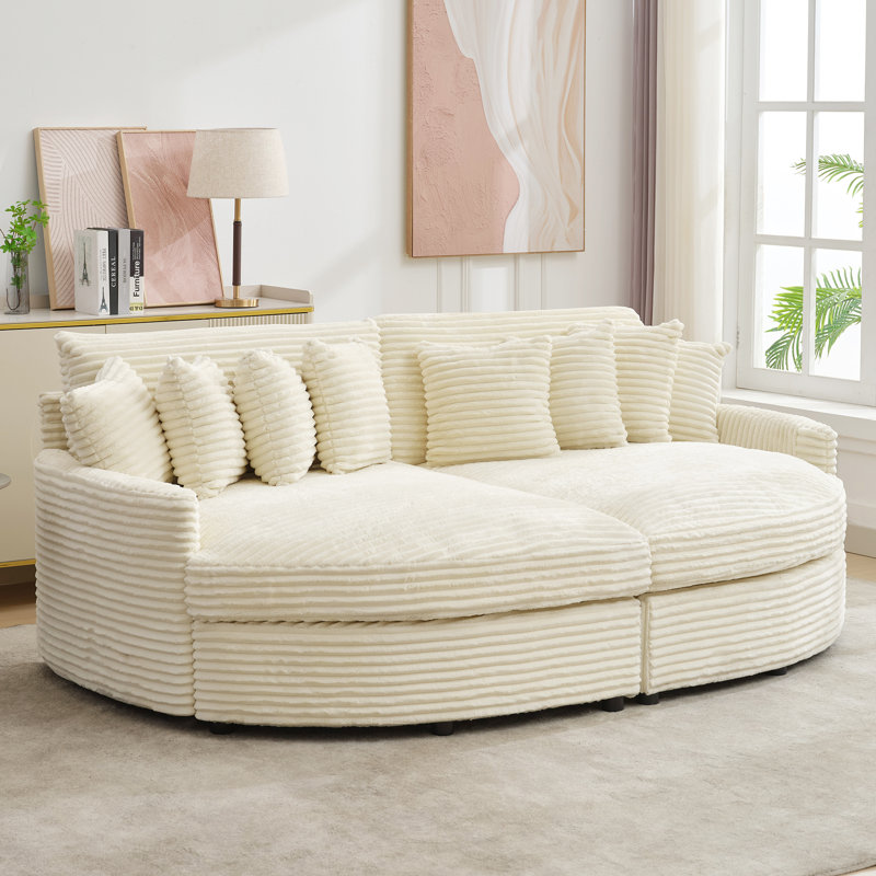 Canapé modulaire rembourré en velours côtelé 2 pièces de 100 po de largeur, Velours côtelé beige